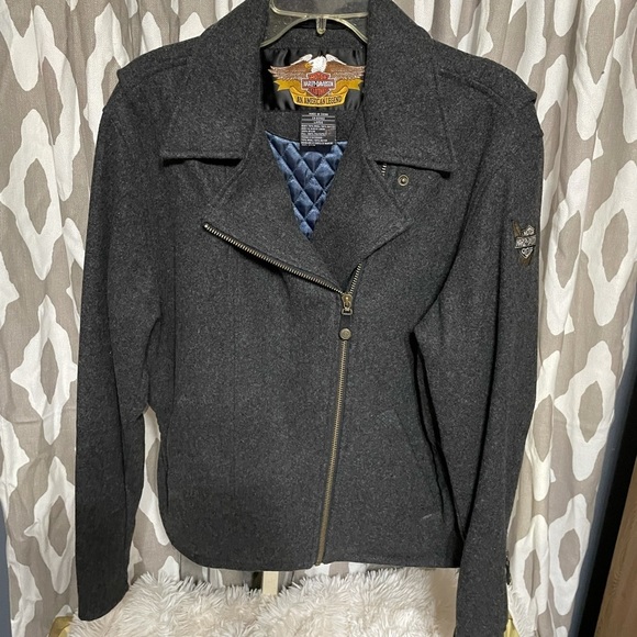 HARLEY DAVIDSON GREY WOOL/RAYON BLEND COAT - Picture 4 of 12